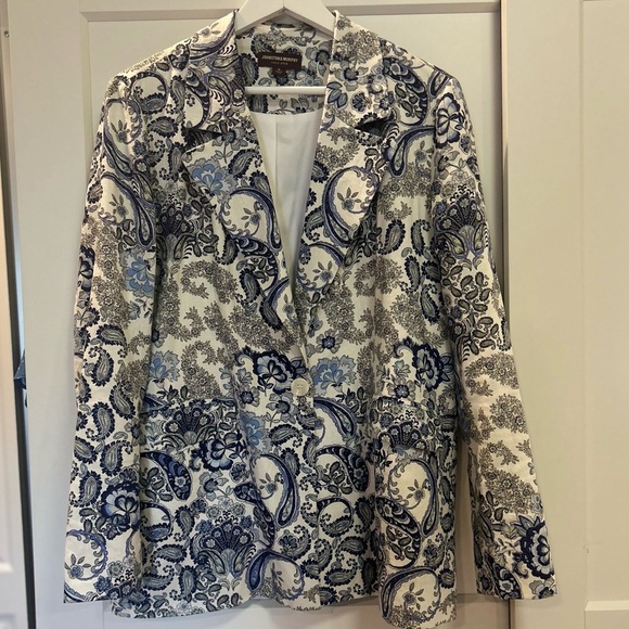 Johnston & Murphy Women’s Linen-Blend Paisley Blazer - Size M - Picture 2 of 8